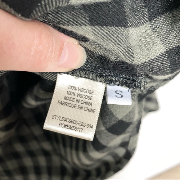 CLOTH & STONE | Buffalo Plaid Check Faux Wrap Draped Blouse with Hi-Lo Hem Style - Picture 5 of 5